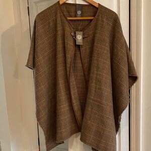 Vince Camuto Brown Plaid Poncho